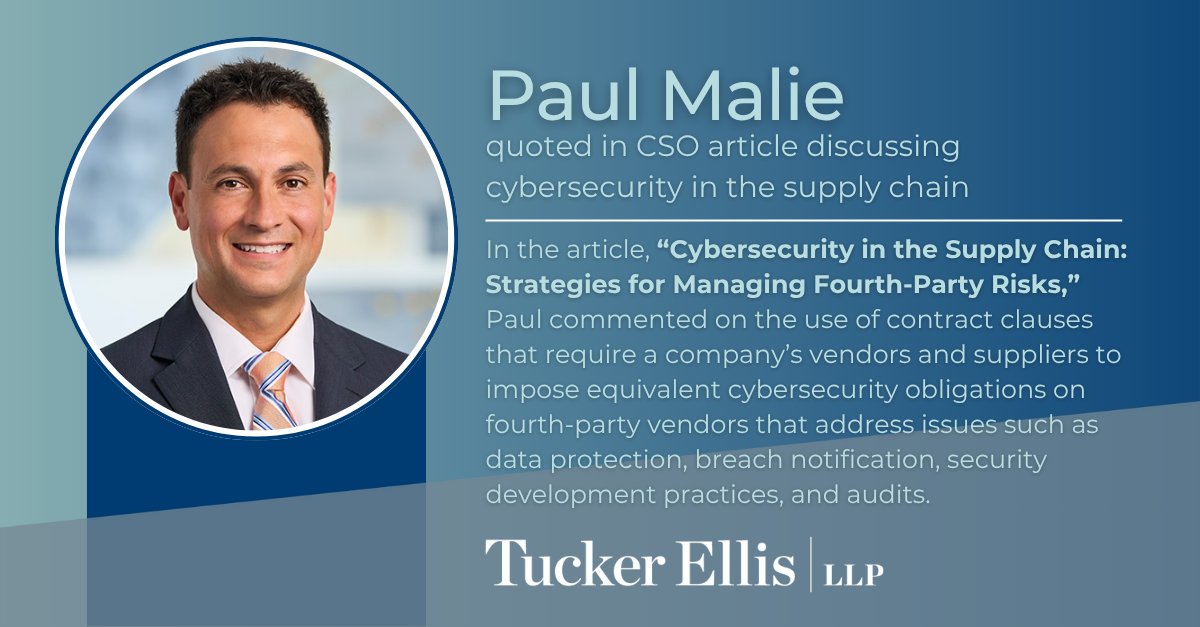 On July 4, CSO quoted Paul Malie on the use of fourth-party cybersecurity contract clauses.

Learn more on our website: bit.ly/4ldmMlf