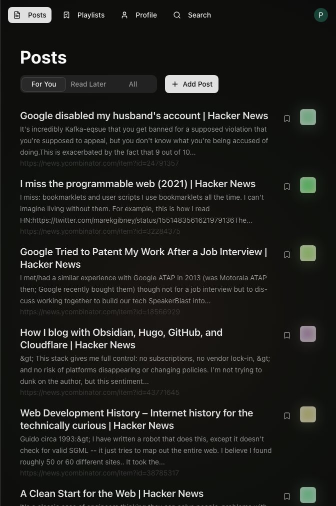 what else do i need to add? tuned my feed to show me hacker news stuff.
