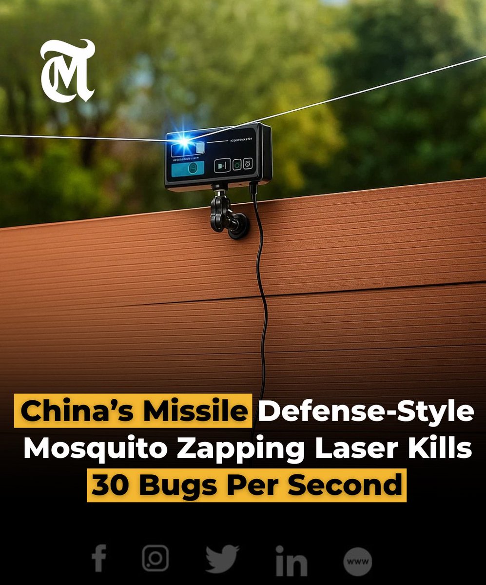 themestimes's tweet image. A Chinese company has designed a futuristic mosquito-killing laser weapon called Photon Matrix, capable of eliminating up to 30 mosquitoes every second using advanced LiDAR technology.

#PhotonMatrix #LaserTech #MosquitoControl #LiDAR #ChinaInnovation