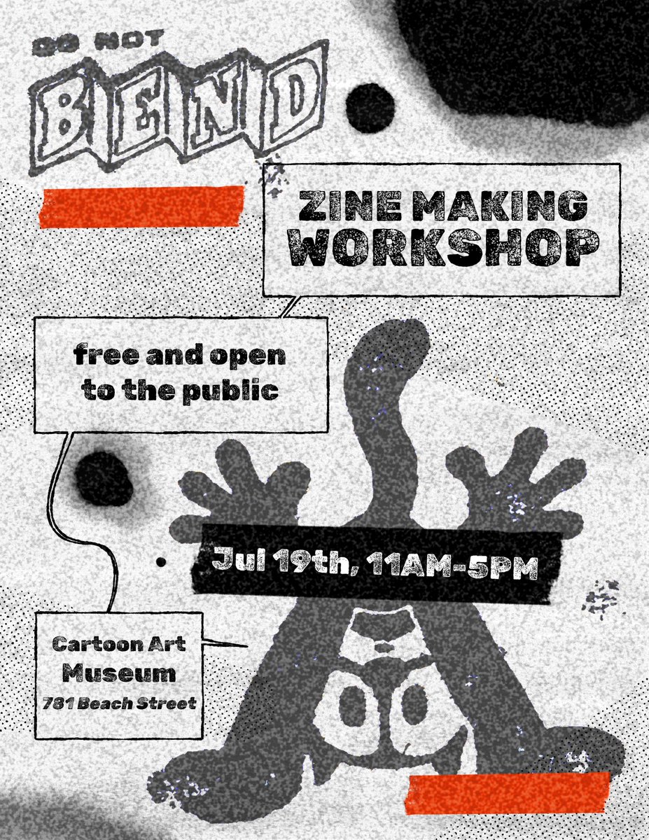 cartoonart's tweet image. Create fanzines of your favorite comics characters on Sat., July 19, during our free zine making workshop. All materials provided; perfect for ages 6+, teens, and adults so no excuses. See you there! cartoonart.org/calendar/2025/… #zines #fanzines #workshop #comics #free