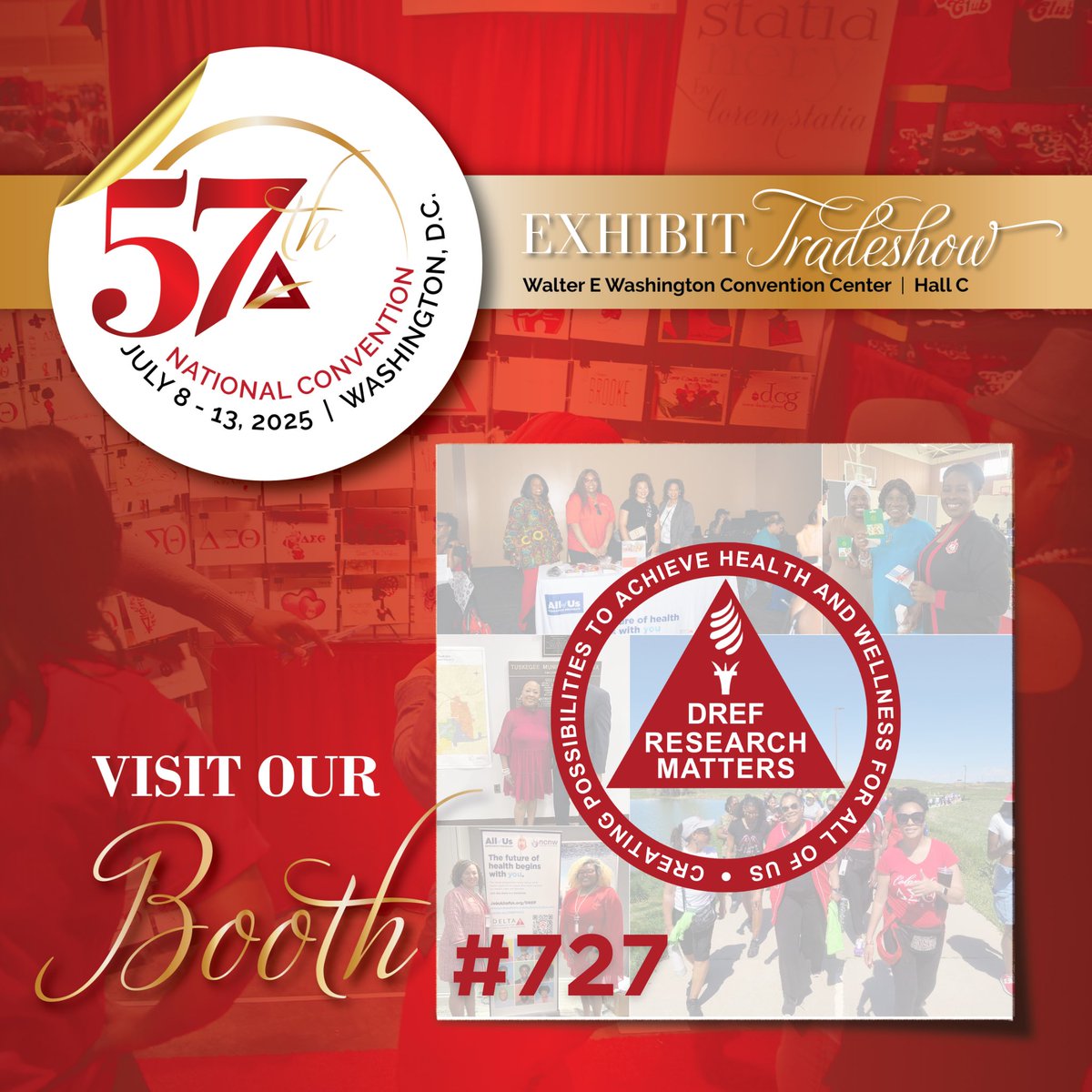 DREF_RsrchMtrs's tweet photo. It’s tiiimmmeee! ⏰🥳

DREF Research Matters is excited to attend @dstinc1913 ‘s 57th National Convention in Washington, DC starting tomorrow 😁❗️

Interested in having your chapter partner with us? 🤔 Or maybe you’d like to learn how you can make an impact on research? 🔬 Then come check us out at Booth #727 during shopping hours from July 8th - 12th in the Walter E. Washington Convention Center. 

We’ll also be presenting during @DREF_1967 ‘s workshop on Saturday, July 12th🤭 We can’t wait to see you there! 

#dst #dst1913 #dstconvention2025 #researchmatters #blackhealth #exhibit #womenshealth #washingtondc