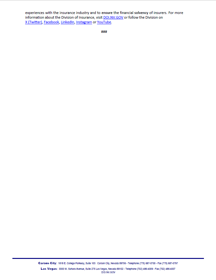 nevadadoi's tweet image. The Nevada Division of Insurance announces the appointment of Ned Gaines as Acting Commissioner, effective July 2, 2025. Read the release: doi.nv.gov #NevadaInsurance