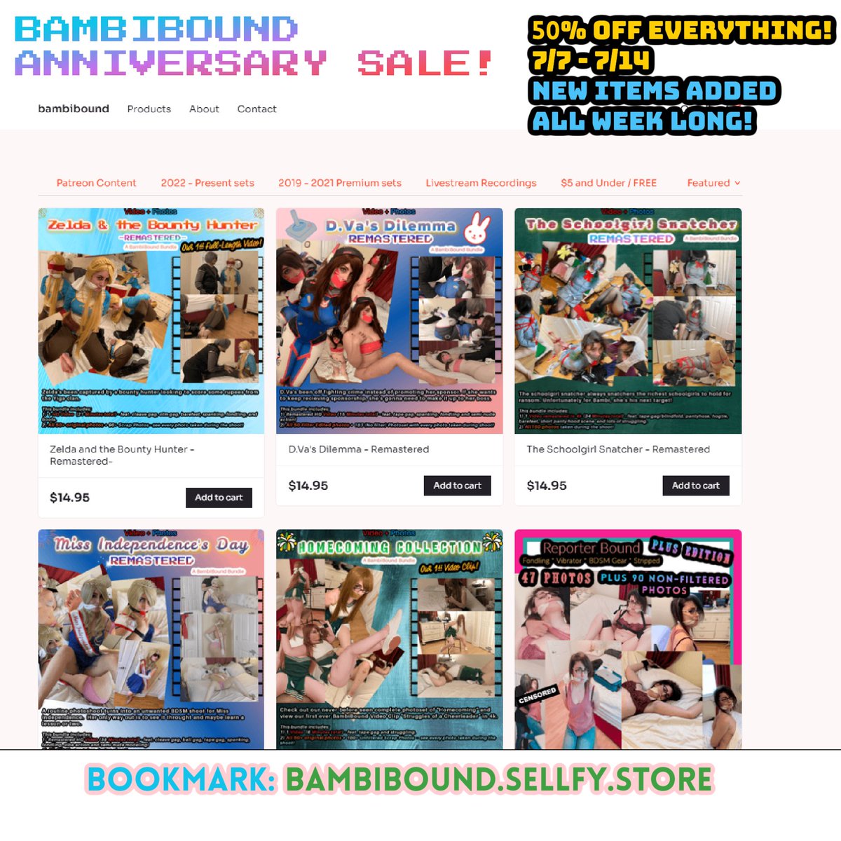 Hope everyone had a wonderful weekend ^^
Guess what? It's our BambiBound 6-Year Anniversary Week! To celebrate, we're doing half-off on everything in our store. We only do this once a year so take advantage while you can. ^^