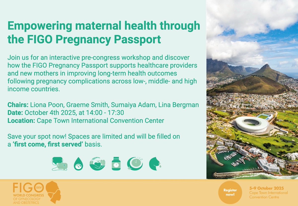 ProfFMcAuliffe's tweet image. .@FIGOHQ #FIGO2025 join us for a great workshop on #FIGOPregnancyPassport in Capetown! @LinaBergman @LionaCPoon