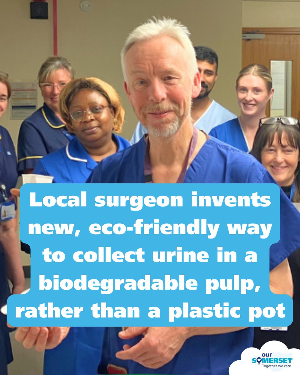 As a urologist, Nick Burns-Cox has spent 10 years perfecting the Pee in Pot (PiP) a biodegradable alternative made from pulp. Now, his eco-friendly invention is available across the NHS 🌍

👉 Discover more good news stories bit.ly/SomersetICSNews

#PositiveNews #Somerset #NHS