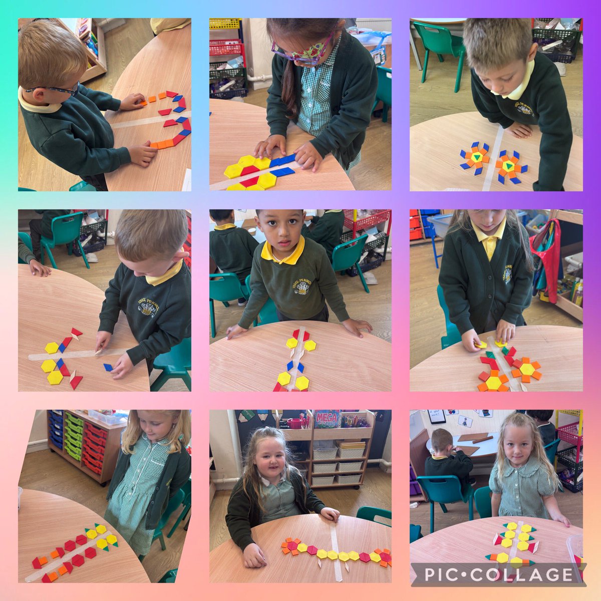 YsgolPenmorfa's tweet image. #YPEYJ have been exploring symmetry today, they enjoyed making a picture with shapes that is the same on both sides. #ACL @WhiteRoseEd