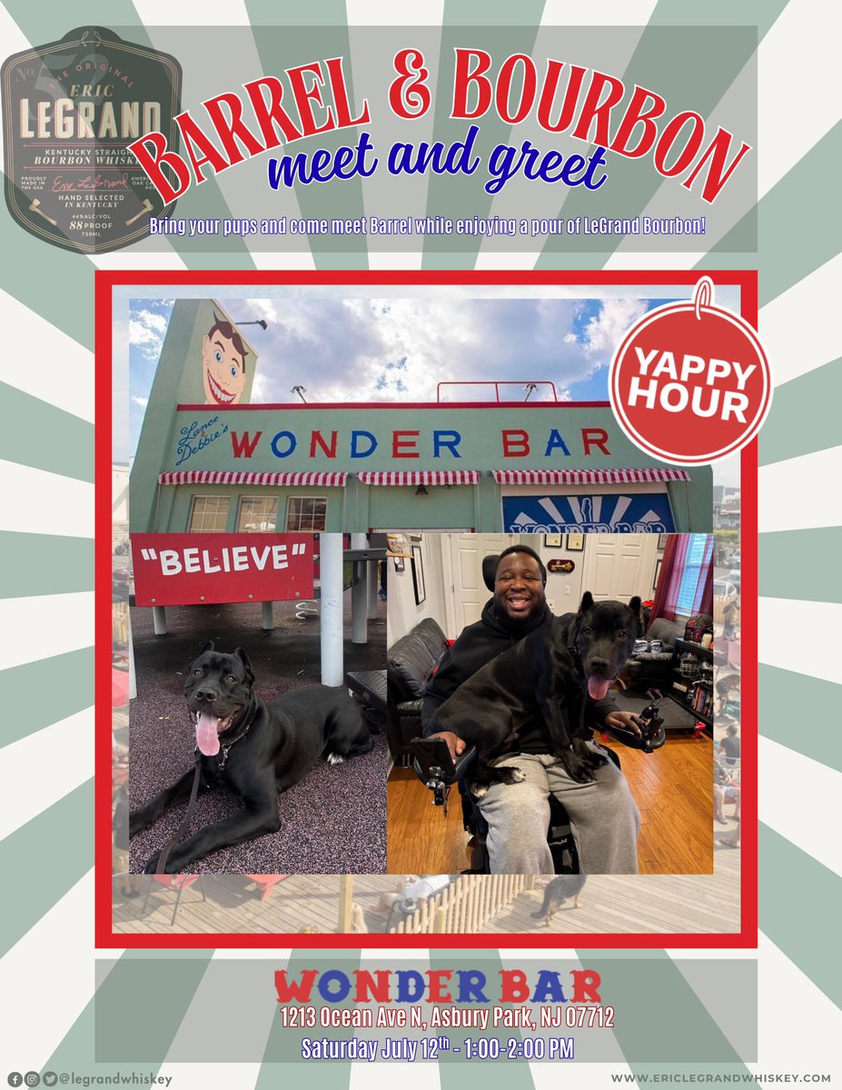 EricLeGrand52's tweet image. Come on out to Wonder Bar Yappy Hour this Saturday for a Barrel & @LeGrandWhiskey Meet & Greet!!! This is going to be a lot of fun, can’t wait. Cheers 🥃