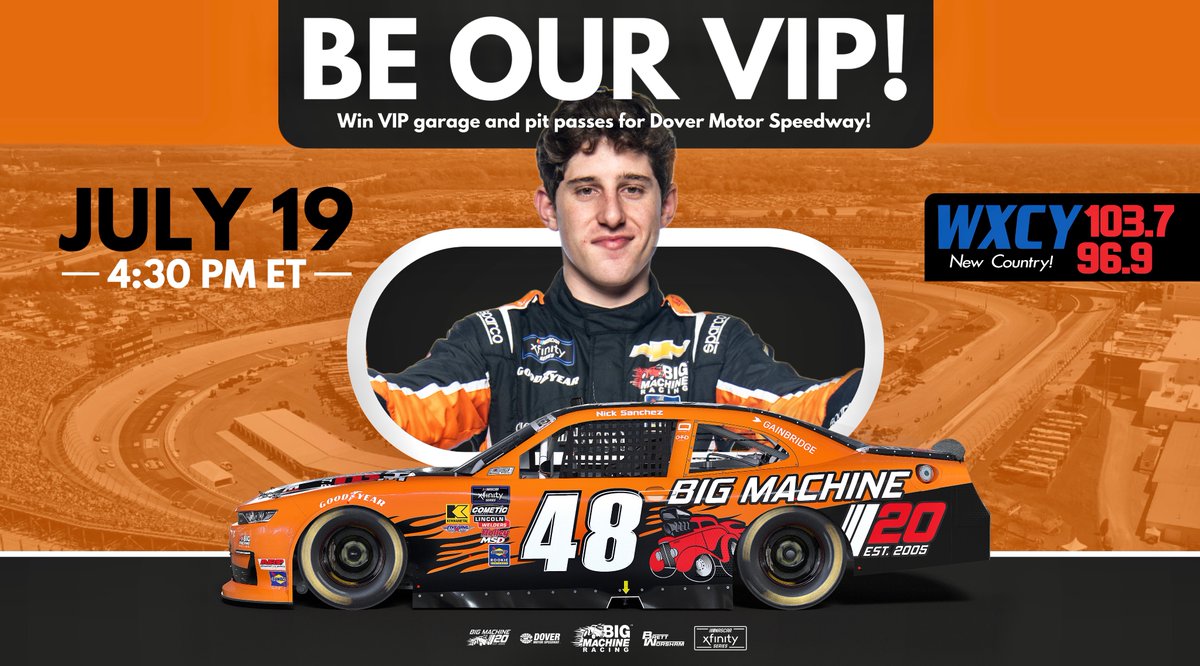 Listen to Charlie Maxx middays this week on 103.7 WXCY for your chance to be our Big Machine 20 VIP at Dover Speedway! 

Click here to listen:

listen.streamon.fm/wxcy