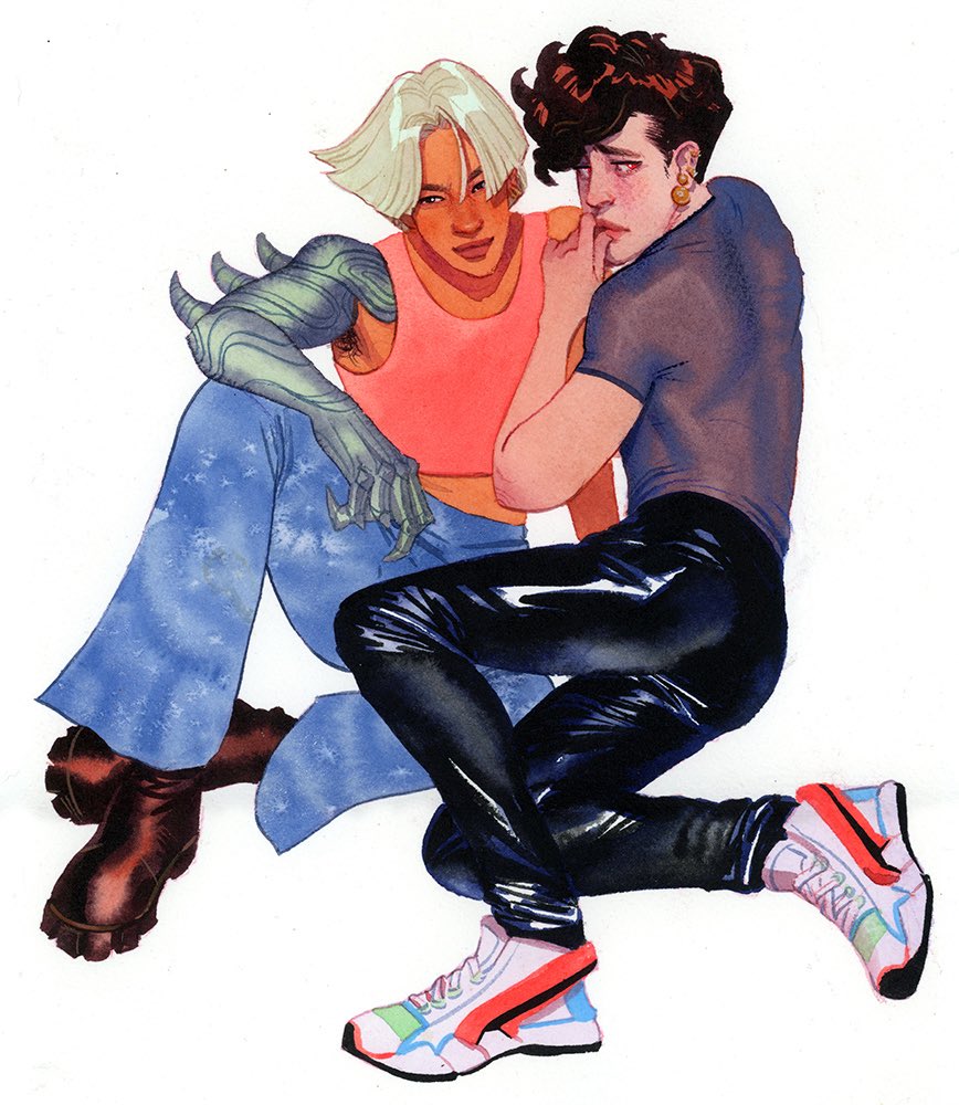 kevinwada's tweet image. Vincent and Luca, my OCs, aka Angel Baby and Devil Boy. I created them for my own fake fighting game called Pink Knuckles. Included: the unedited watercolor scan, color study, and original character designs of the boys. Hope to use these characters more this year!