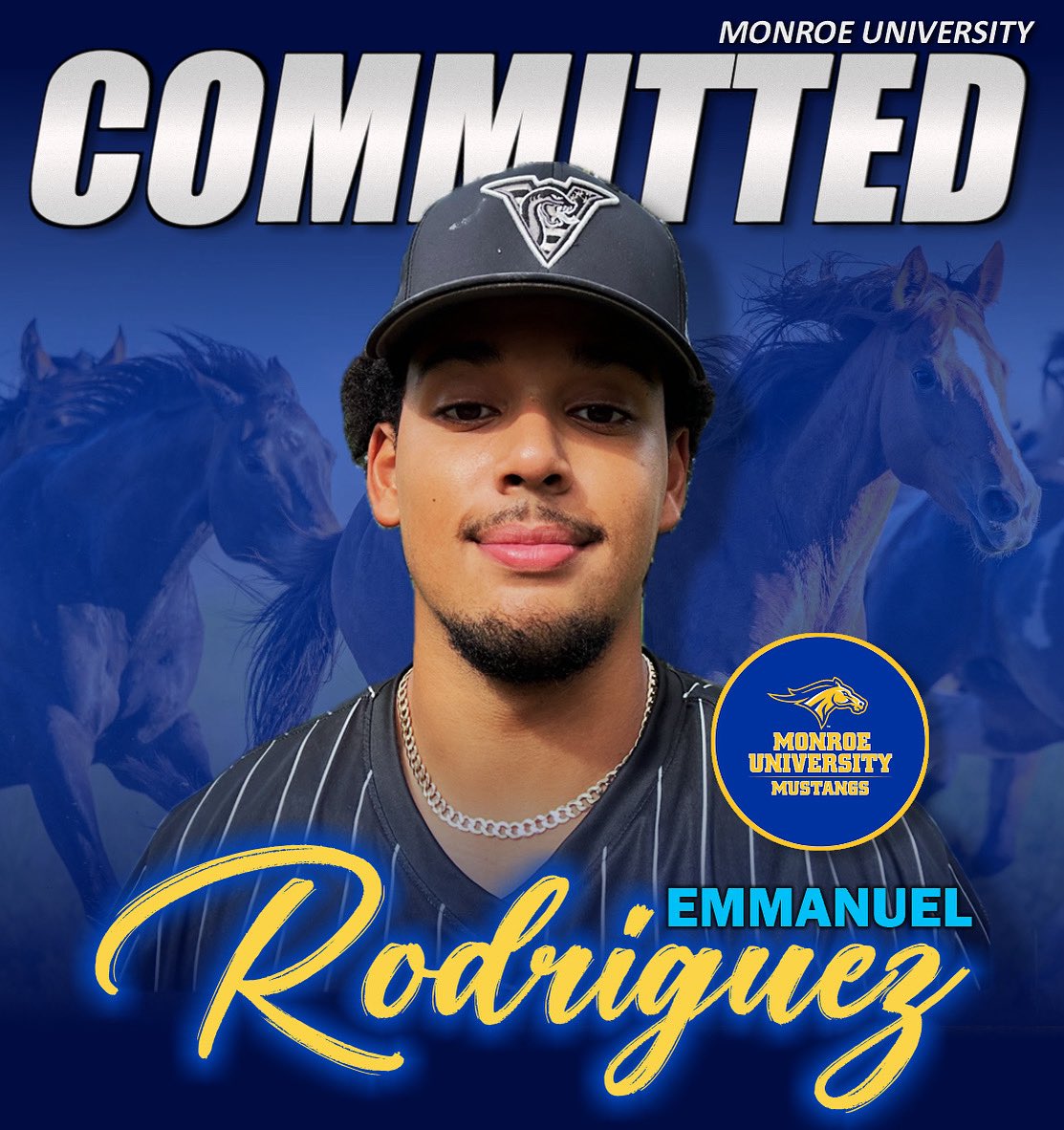 VipersFL's tweet photo. Congratulations Vipers Baseball Clubโs Emmanuel Rodriguez on announcing his commitment to play at Monroe University! Congratulations Emmanuel! #hardworkpaysoff #nextlevel #monroemustangs @eman_rod10 https://t.co/6K3SVsLzEc