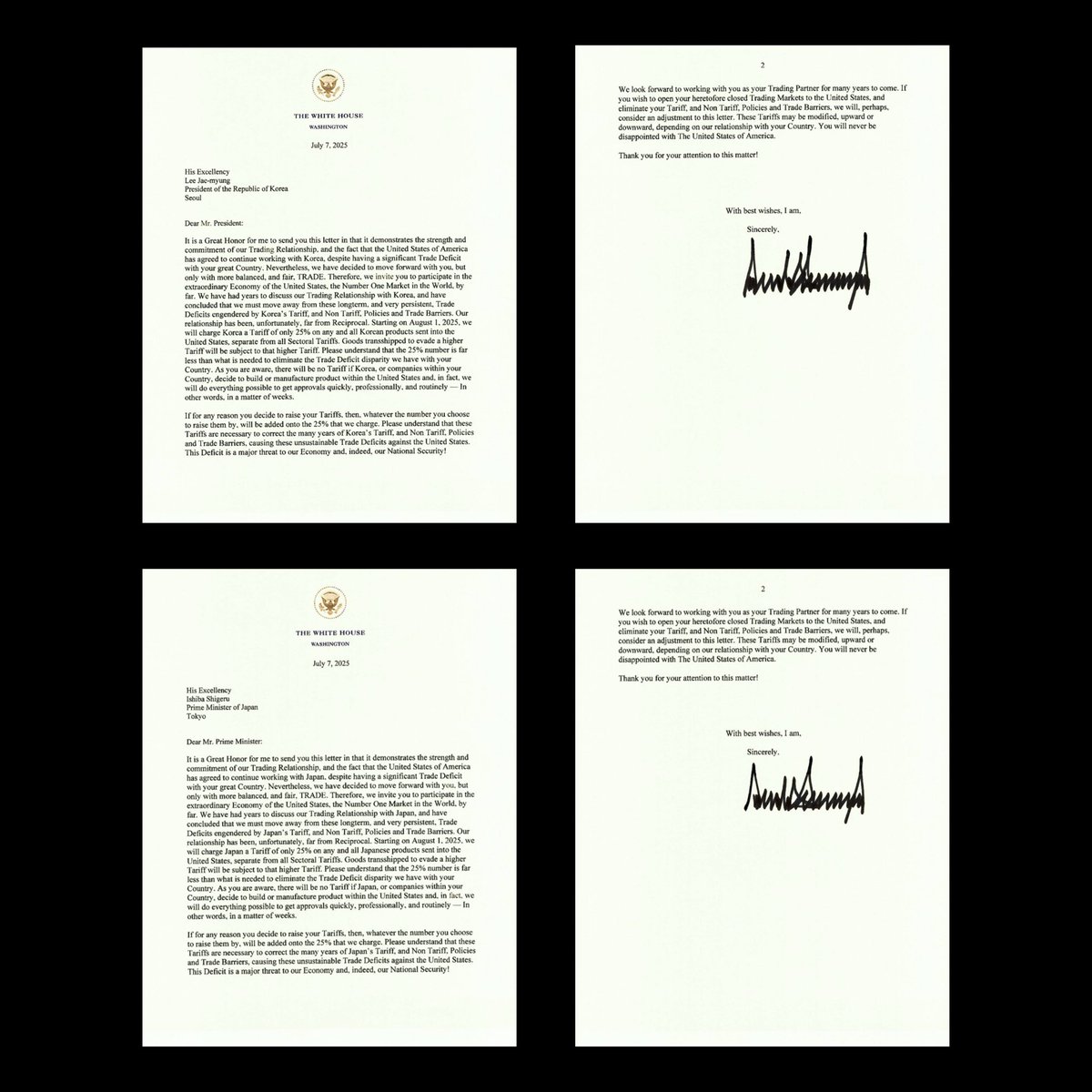 🚨BREAKING: President Trump just announced 25% TARIFFS on ALL imports from South Korean &amp; Japan starting August 1.

“No more one-sided trade. America comes first.”

God bless President Trump for putting America FIRST!