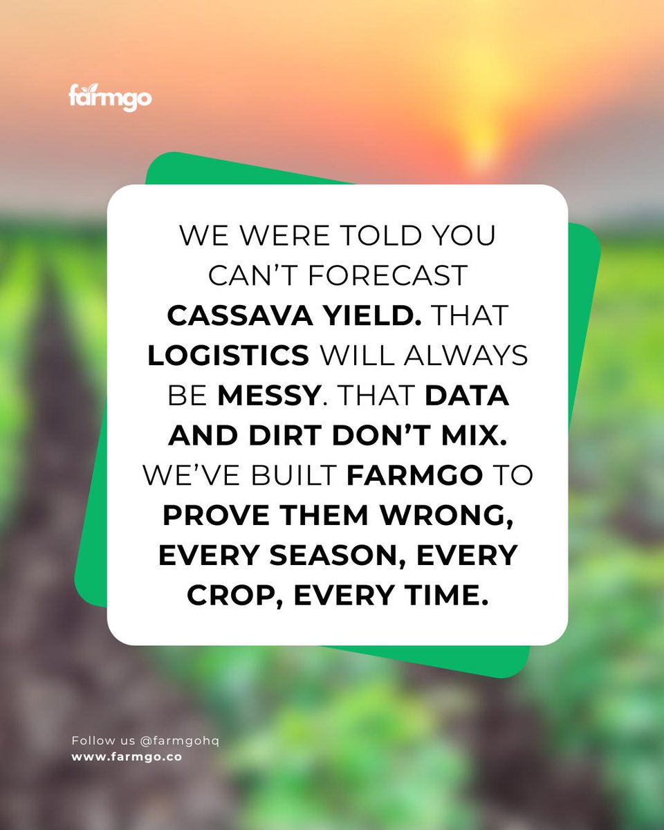 Farmgohq's tweet photo. Defying the odds, season after season.
At Farmgo, we’re not just growing crops,we’re rewriting the rules.
#Smartagriculture #cassavafarm #farmgo https://t.co/696JJKOL2A