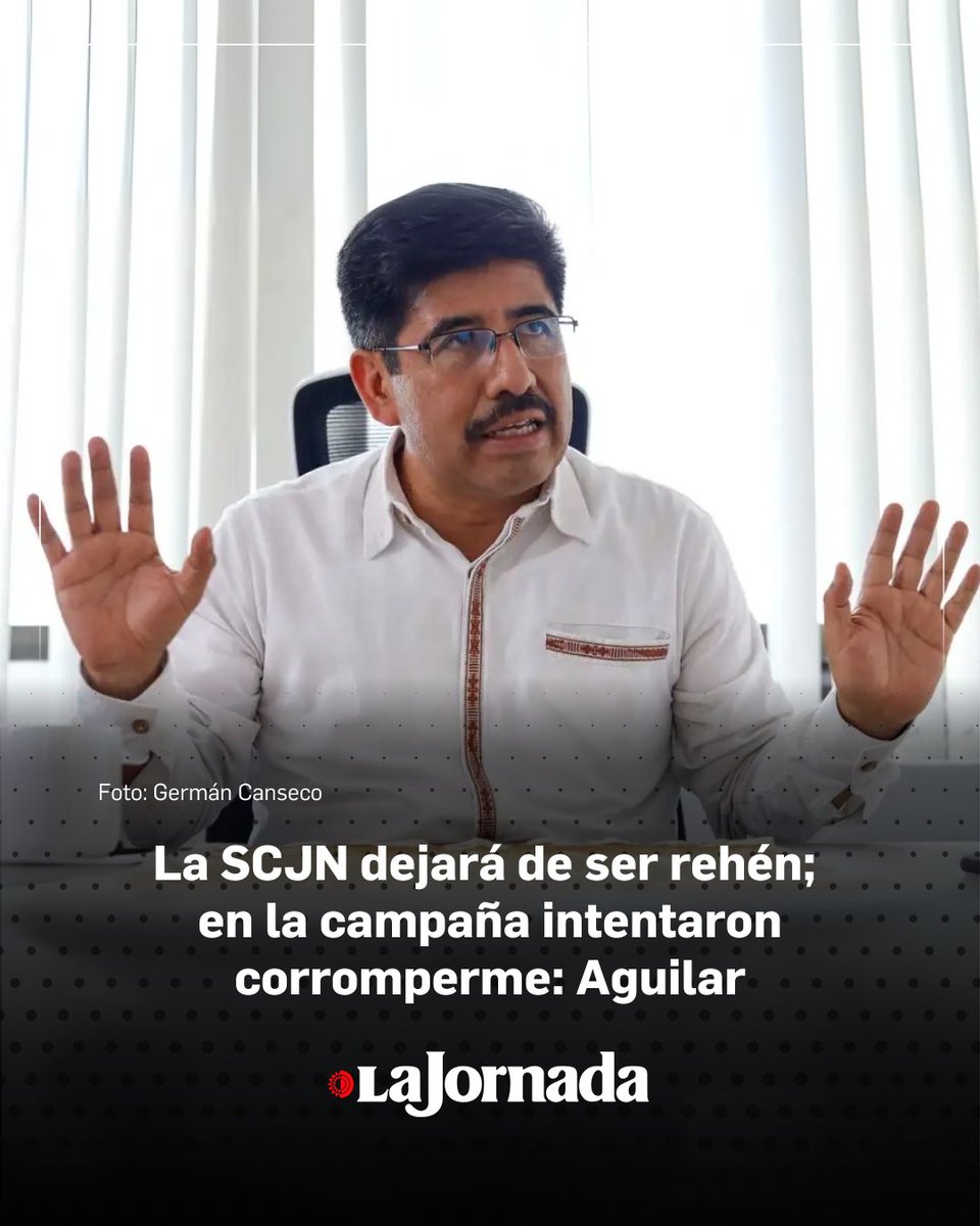 ⚖️🇲🇽 Hugo Aguilar Ortiz, próximo presidente de la SCJN, afirmó que el Poder Judicial dejará de estar sometido a presiones internas y externas. Reveló que durante la campaña recibió ofertas para condicionar votos a cambio de fallos a favor de ciertos intereses económicos, las