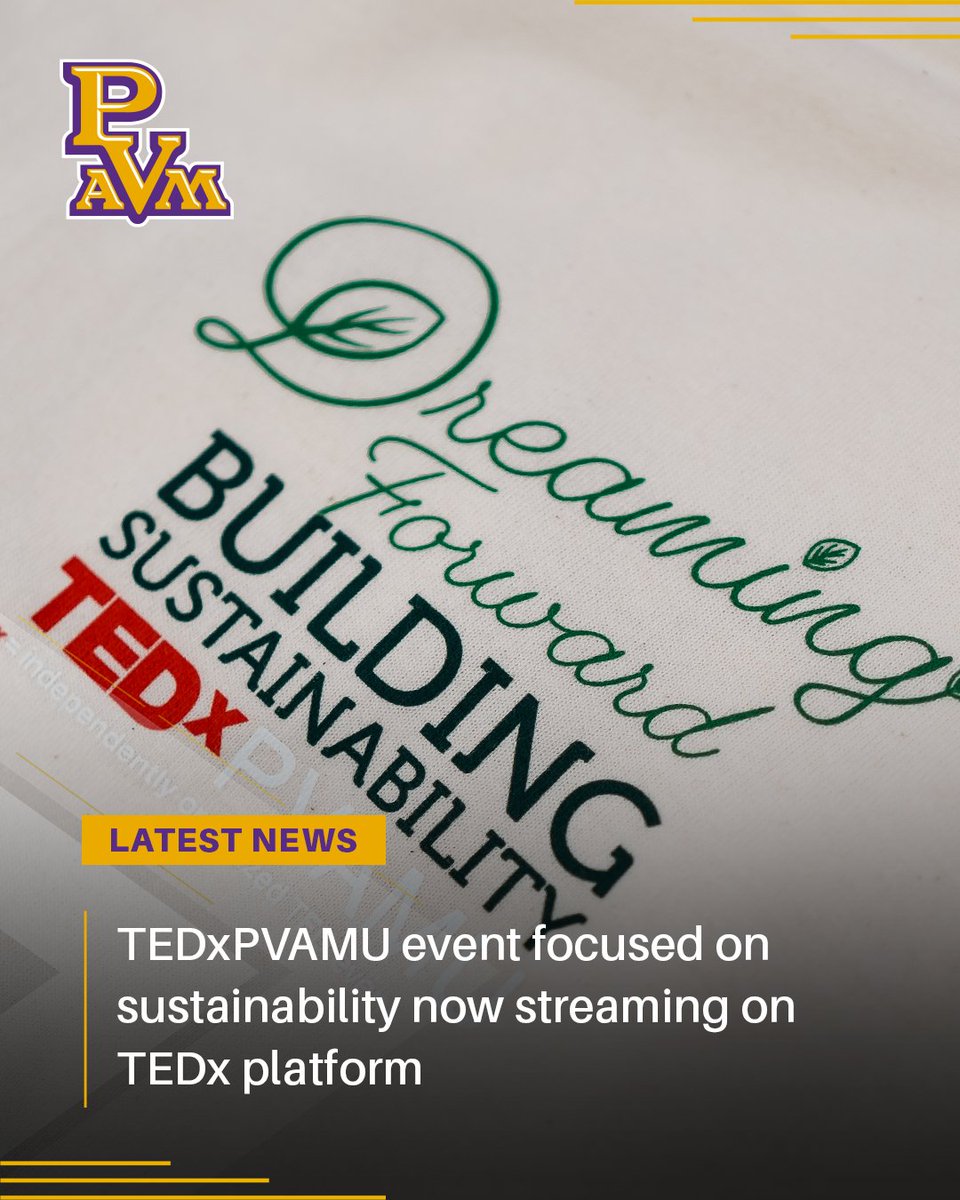 PVAMU's tweet image. Prairie View A&M University’s fifth TEDxPVAMU event, themed “Dreaming Forward: Building Sustainability,” is now available on the TEDx platform.
Read more: bit.ly/4ktDbkB
Check out the Honors Impact here: bit.ly/3HXJ8J7