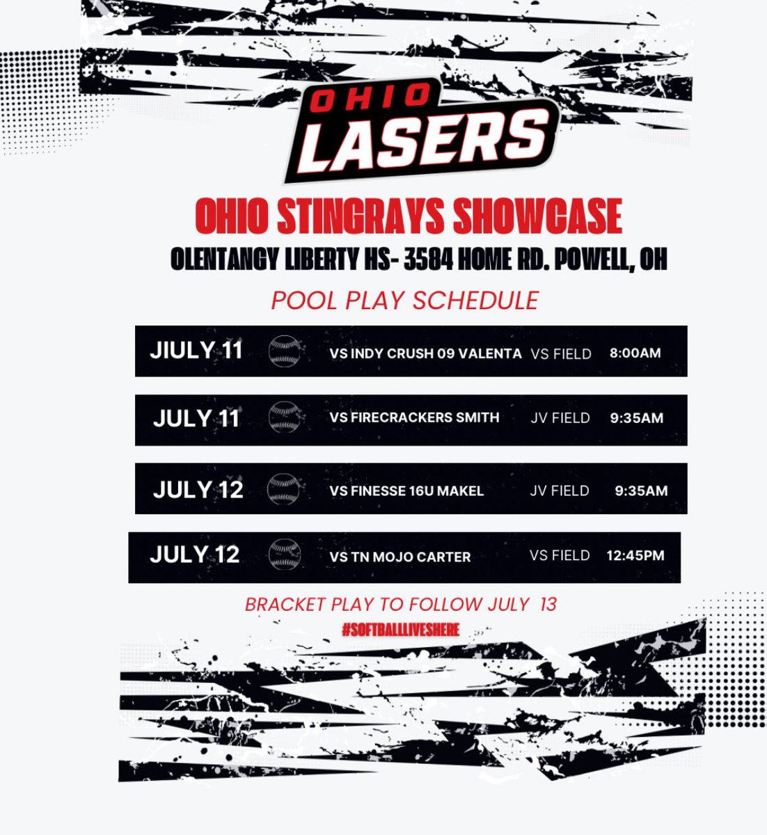 Schedule for <a href="/OHStingraysShow/">Ohio Stingrays Showcase</a> ! <a href="/ohiolaserswhite/">Ohio Lasers White 09</a> <a href="/annakirk47/">anna kirk</a> <a href="/CapUSoftball/">Capital University Softball</a> <a href="/mollytroutman15/">Molly Troutman</a> <a href="/OWUSoftball/">OWU Softball</a> <a href="/BayliDennison9/">Bayli Dennison</a>  @otterbeinSB <a href="/ange_sami/">sami ange ☻︎</a> <a href="/JennyBats22/">Jennifer Bucci</a> <a href="/CoachDWittSB/">Dan Davis</a> <a href="/CenterburgHS_AD/">Centerburg Athletics</a>  <a href="/Ash_Goodwin24/">APG</a> <a href="/DubC_CoachMeg/">Megan Warren</a> <a href="/DubC_Softball/">Wilmington College Softball</a> <a href="/Paige_McMenemy/">Paige McMenemy</a> <a href="/MVNUsoftball/">MVNU Softball</a> <a href="/DickeyKyler/">Kyler Dickey</a>