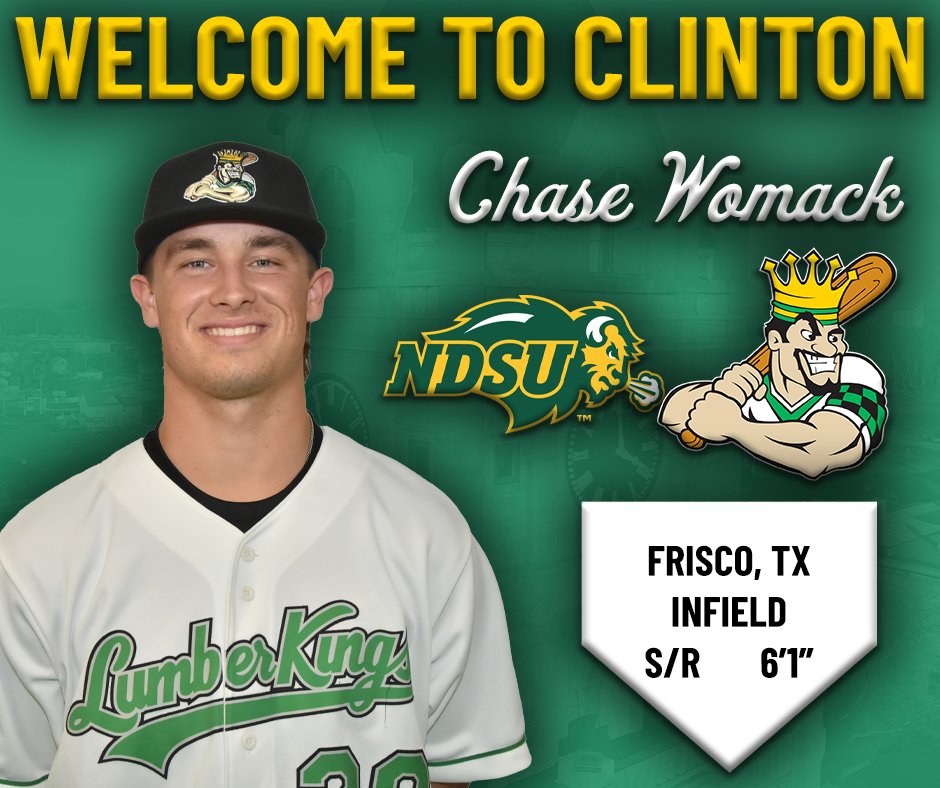 Clinton LumberKings (@lumberkings) on Twitter photo 🚨🚨ROSTER ANNOUNCEMENT🚨🚨
<a href="/ChaseWomack4/">Chase Womack</a> returns to Clinton to pick up where he left off last season!
#CrownedInClinton #BaseballIsBetter 🚨🚨ROSTER ANNOUNCEMENT🚨🚨
<a href="/ChaseWomack4/">Chase Womack</a> returns to Clinton to pick up where he left off last season!
#CrownedInClinton #BaseballIsBetter