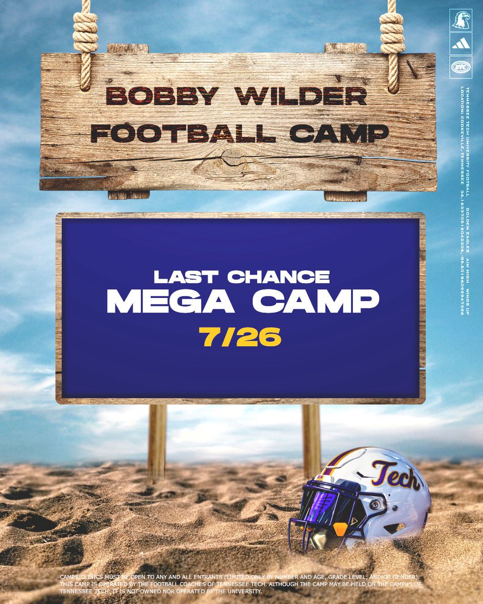 LAST CHANCE CAMP‼️‼️

Sign up now!⬇️
…bbywilderfootballcamps.totalcamps.com/About%20Us