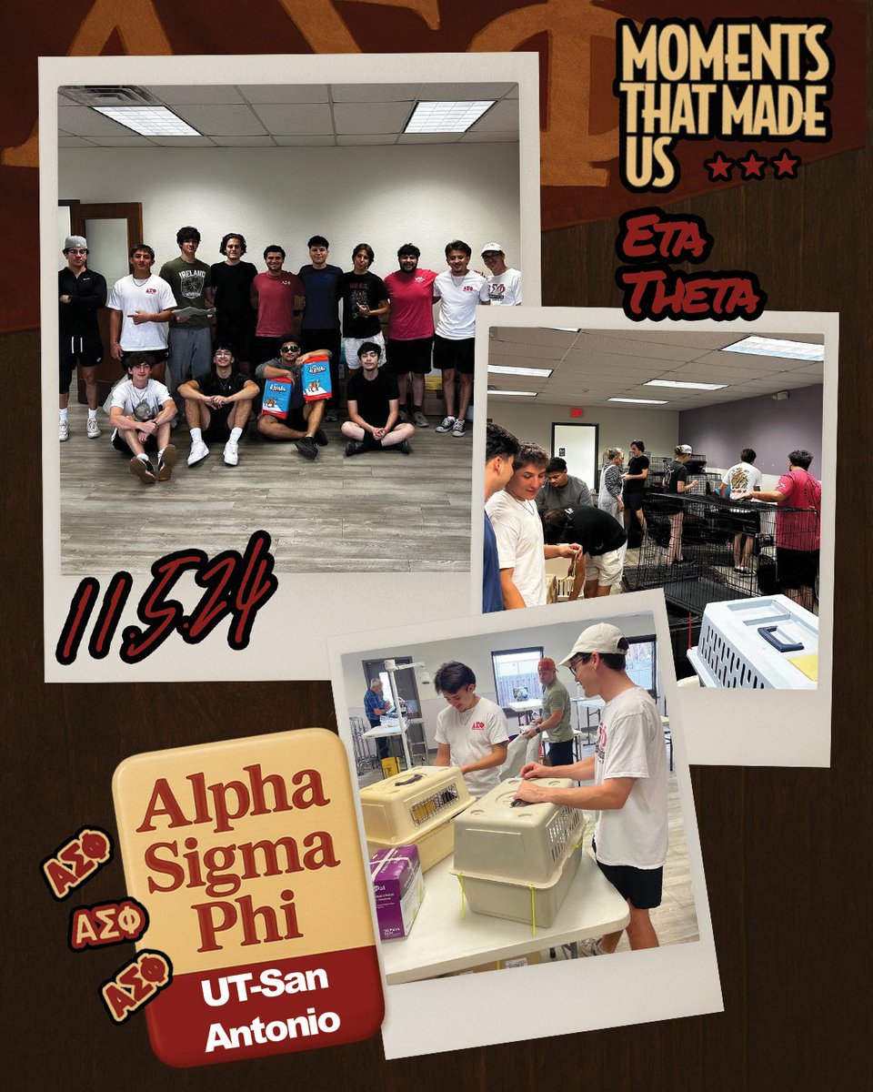 Our brothers at UT-San Antonio participated in "The Big Fix" event, an initiative dedicated to making San Antonio a no-kill city. From building kennels to moving essential supplies, the chapter played a huge role in improving the lives of countless animals in need.

#AlphaSig