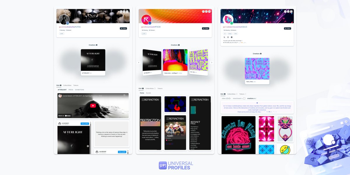 Universal Profiles (@erc725account) on Twitter photo With the Grid, your Universal Profile becomes an interactive digital hub.
Embed apps, music, and social links directly into your on-chain presence.
One identity - endless possibilities. 🆙 With the Grid, your Universal Profile becomes an interactive digital hub.
Embed apps, music, and social links directly into your on-chain presence.
One identity - endless possibilities. 🆙
