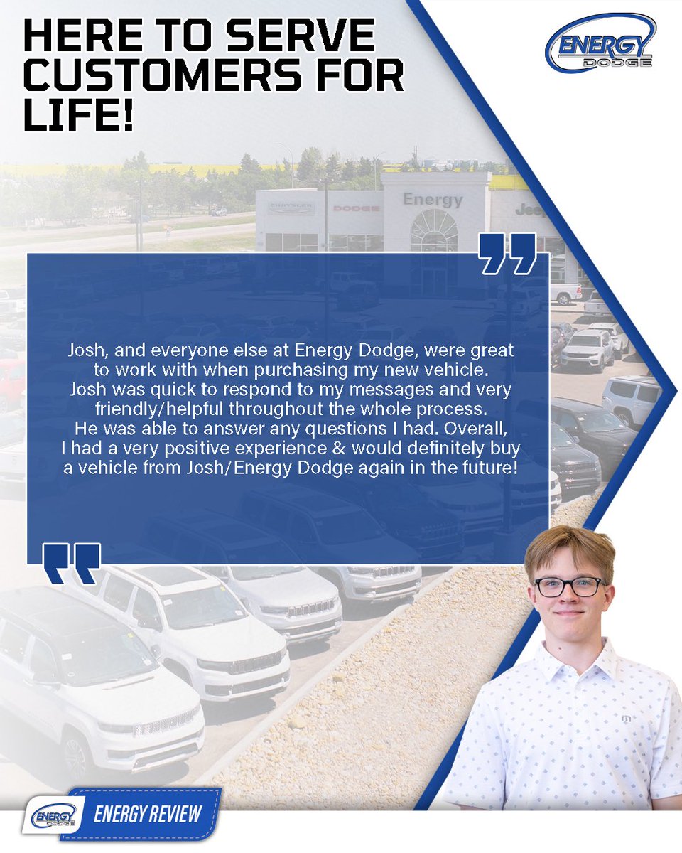 Finding his stride early—we’re thrilled to share this experience! Josh makes buying your new vehicle as seamless as sending a message. Here to serve our customers for life! 😄 #HappyCustomers #EnergyDodge