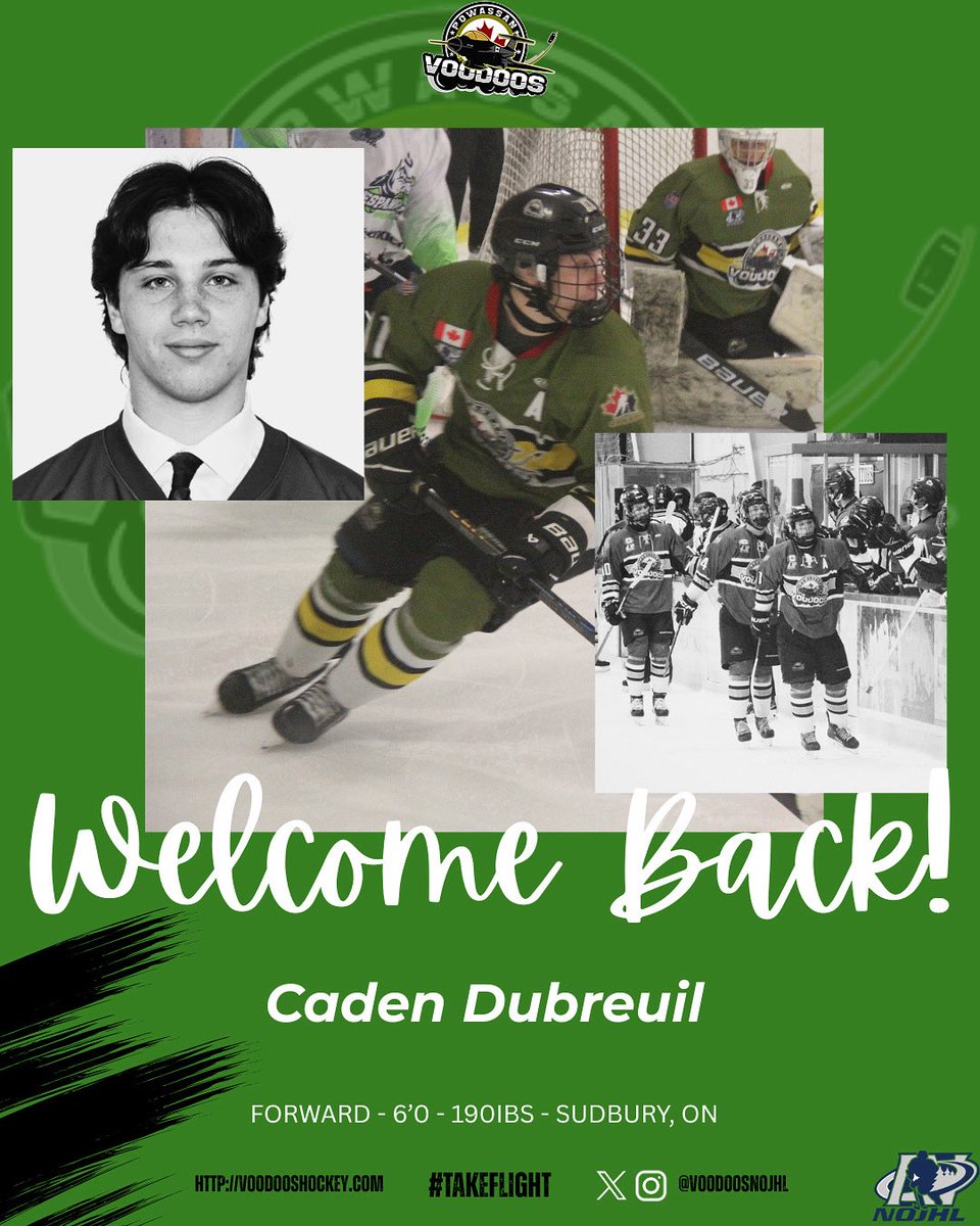 🚨 RETURNING PLAYER ALERT ‼️ 

The Voodoos are pleased to announce the return of veteran forward Caden Dubreuil for the 2025-26 season. Welcome back, Caden! 

#TakeFlight