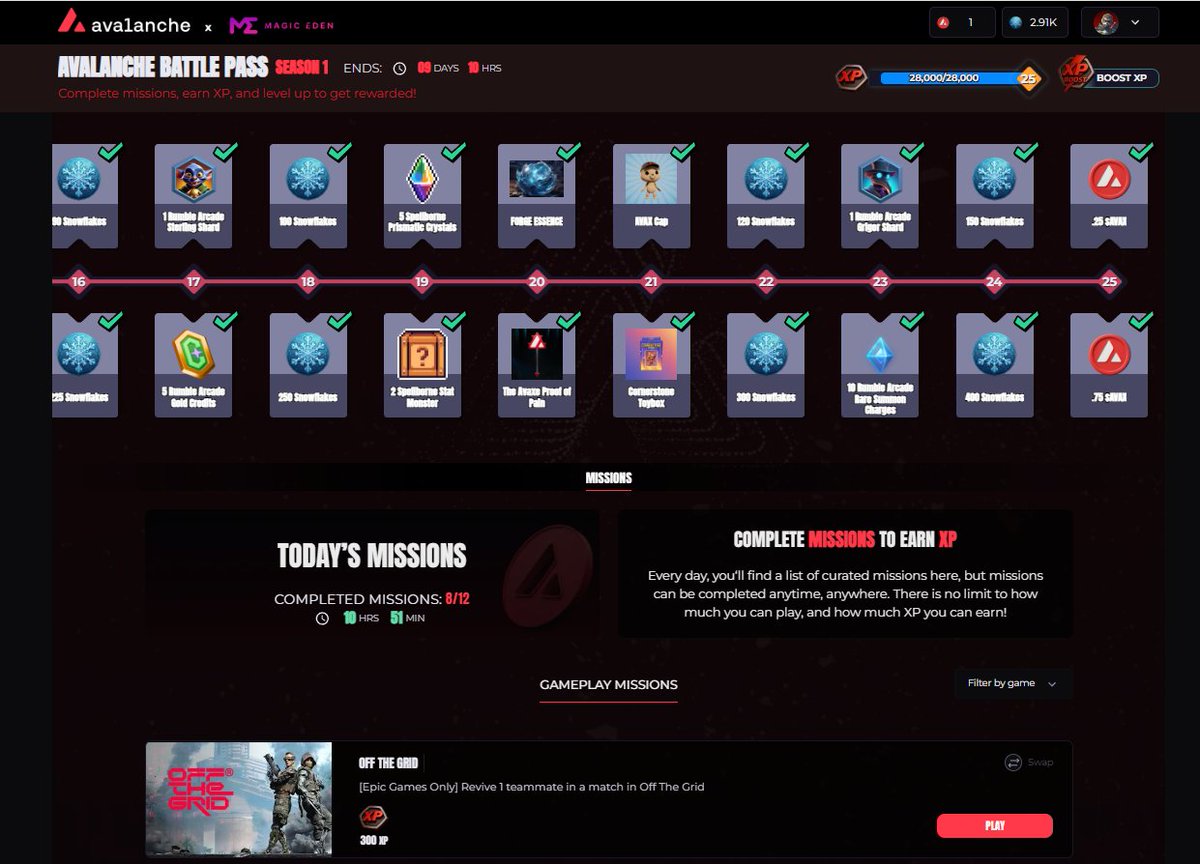 Taffa Crypto (@taffacrypto) on Twitter photo ๐ฎโ
I just completed the Avalanche Battle Pass โ Season 1! โ๏ธ
Minted it for free on <a href="/MagicEden/">Magic Eden ๐ช</a>, connected it via <a href="/playfull/">Playfull</a>, and explored top Avalanche games like Off the Grid (<a href="/playoffthegrid/">Off The Grid</a>), Spellborne (<a href="/spellbornegame/">Spellborne</a>), Rumble Arcade (<a href="/RumbleArcade/">Rumble Arcade</a>), and more. ๐
Earned ๐ฎโ
I just completed the Avalanche Battle Pass โ Season 1! โ๏ธ
Minted it for free on <a href="/MagicEden/">Magic Eden ๐ช</a>, connected it via <a href="/playfull/">Playfull</a>, and explored top Avalanche games like Off the Grid (<a href="/playoffthegrid/">Off The Grid</a>), Spellborne (<a href="/spellbornegame/">Spellborne</a>), Rumble Arcade (<a href="/RumbleArcade/">Rumble Arcade</a>), and more. ๐
Earned