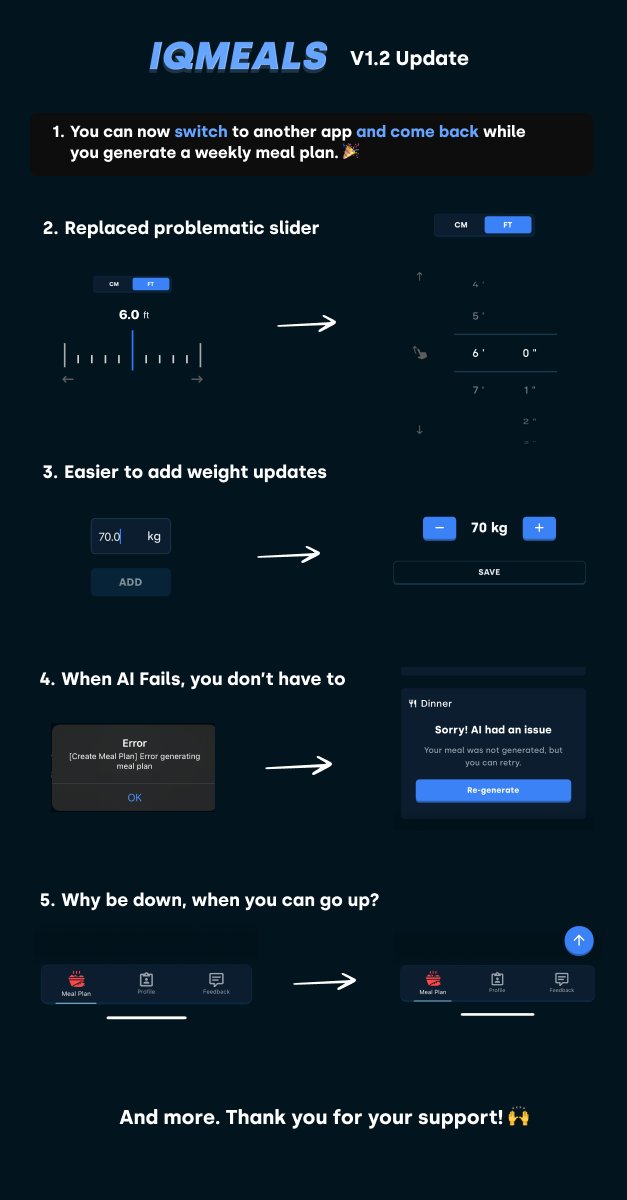 iqmeals's tweet photo. V1.2 Update is here. No functionality added, just made it available for more mobile phones https://t.co/6V7S0aid3o