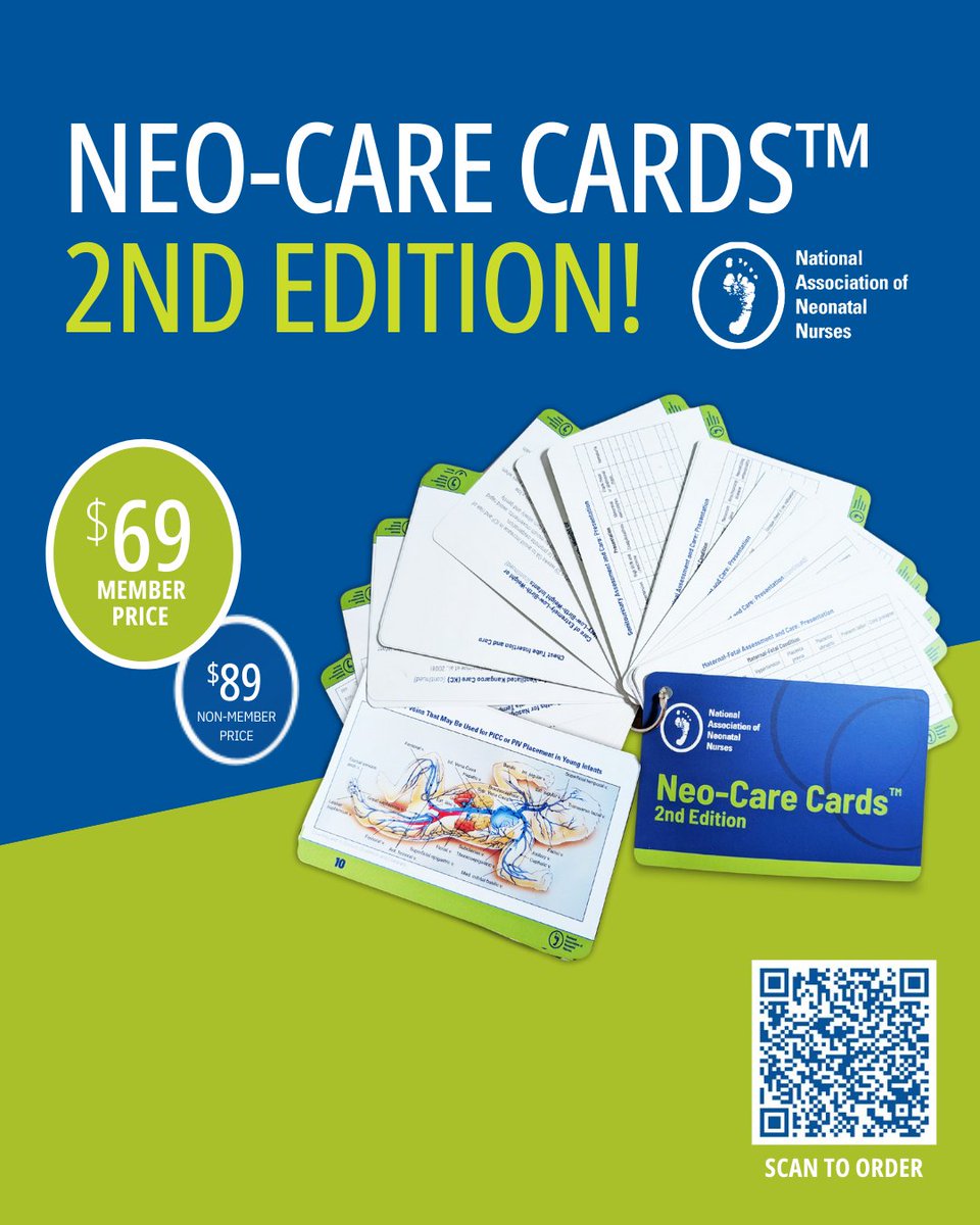 NeonatalNurses's tweet image. The new edition of Neo-Care Cards™ is here!
This updated deck of water-resistant cards is perfect for quick reference, with 8 new cards full of information you need at the bedside.
Order yours now: bit.ly/4k0RvRM.