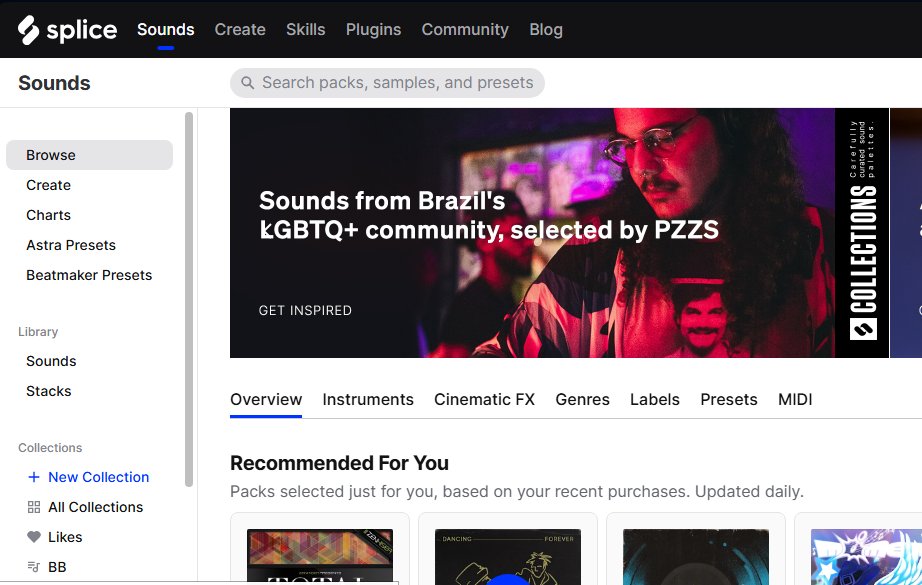 eu quando to na home da splice sounds