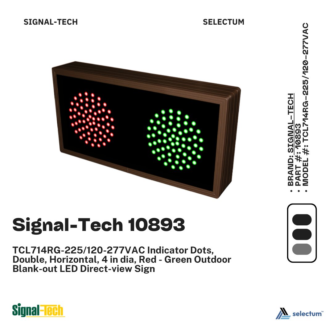 selectumstore's tweet image. Bright, durable, and sunlight-readable ☀️ The Signal-Tech 10893 blank-out LED sign displays red &amp;amp; green indicator dots with clear visibility and a corrosion-resistant frame. Perfect for gates, loading bays, and safety control systems. #SignalTech #LEDSign #SafetySignage