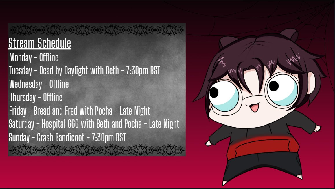 RogueKarmaVT (@roguekarmavt) on Twitter photo Cheeky schedule drop for this week! Kidnapped <a href="/Pocha_Net/">PochaใPath to Twitch Partnerใ</a> and <a href="/SimplyBethhTTV/">SimplyBethh</a> a lot this week >:3
Plus a lovely art piece by the awesome <a href="/itsKiwiVT/">Kiwi</a> <3 Cheeky schedule drop for this week! Kidnapped <a href="/Pocha_Net/">PochaใPath to Twitch Partnerใ</a> and <a href="/SimplyBethhTTV/">SimplyBethh</a> a lot this week >:3
Plus a lovely art piece by the awesome <a href="/itsKiwiVT/">Kiwi</a> <3