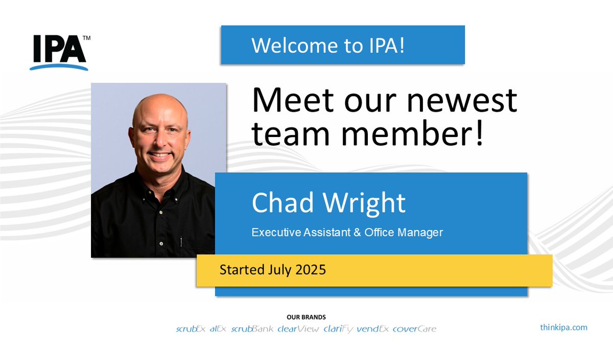 think_ipa's tweet image. IPA is excited to welcome Chad Wright to the team! Chad joins the Administrative and Corporate Support department as our new Executive Assistant and Office Manager.

#NewHire
#OneIPA