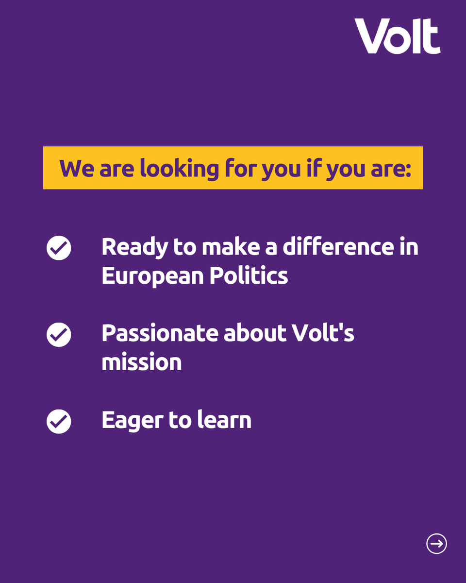 VoltEuropa's tweet photo. New trainee positions at Volt Europa are now open - are you ready to shape the future of Europe with us?
💜 Apply today and be part of building the purple wave with us https://t.co/CCBQNR6ADQ
#VoltEuropa #Internship #JoinVolt #MakeEuropeWork https://t.co/qwgMBuigt1