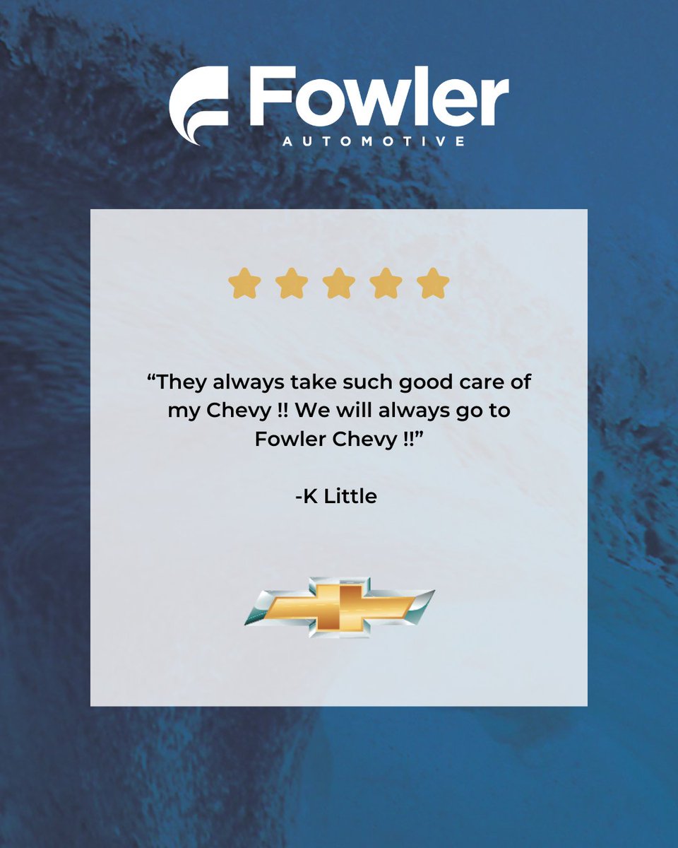 fowlerchevyco's tweet image. Five stars, zero regrets. 💥 Thanks for trusting Fowler Chevrolet with your journey!
#FowlerChevrolet #FowlerChevy #HappyCustomer #Fowler #FowlerAuto #Auto @fowlerauto