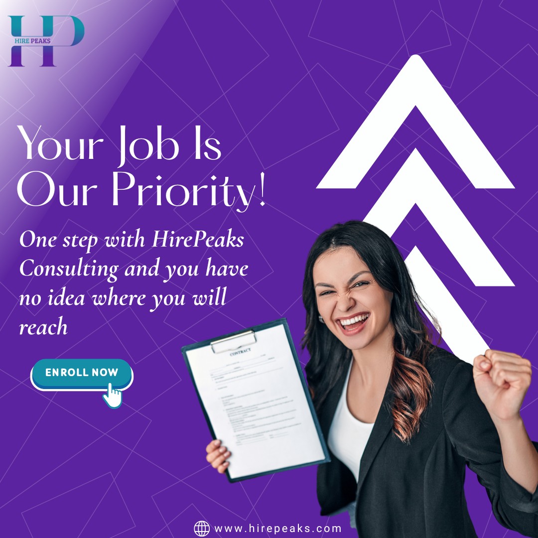 Your Job is Our Priority!
Let's Connect! Interested Candidates Can send your resume to info@hirepeaksconsulting.com or DM us!
Hit that➡️ Reshare button and help them land their dream job!#jobseekers #ITRecruiter #Hirepeaksconsulting #Recruitment #careersuccess #CareerOpportunity