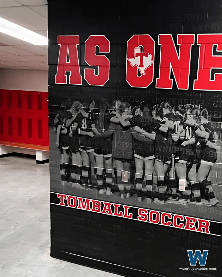 We love using moments teams are proud of to design custom graphics that can inspire and energize them every day. This cinder-block wall wrap in Tomball High School’s locker room does just that! 

Visit our website to see how we can immortalize your team’s greatest achievements.