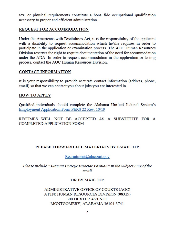 AlabamaSPD's tweet photo. Applicants must have a bachelor’s degree and at least five years of experience in judicial education, legal training, or a closely related field. Please see below for information on how to apply. https://t.co/P8UOusW8CQ https://t.co/09vec5JC3J