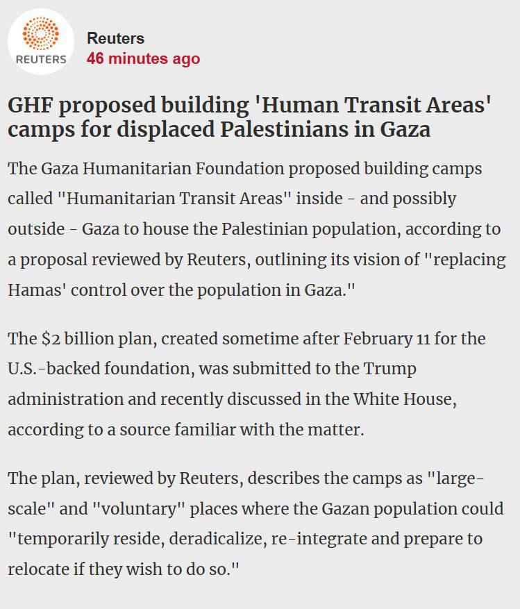 Palestinahoy01's tweet image. GRAVE: La Fundación Humanitaria de Gaza propone un plan para construir campos de concentración en Gaza. Estos campos servirán como lugares precursores antes de que los palestinos sean sometidos a una limpieza étnica y enviados a otros lugares.