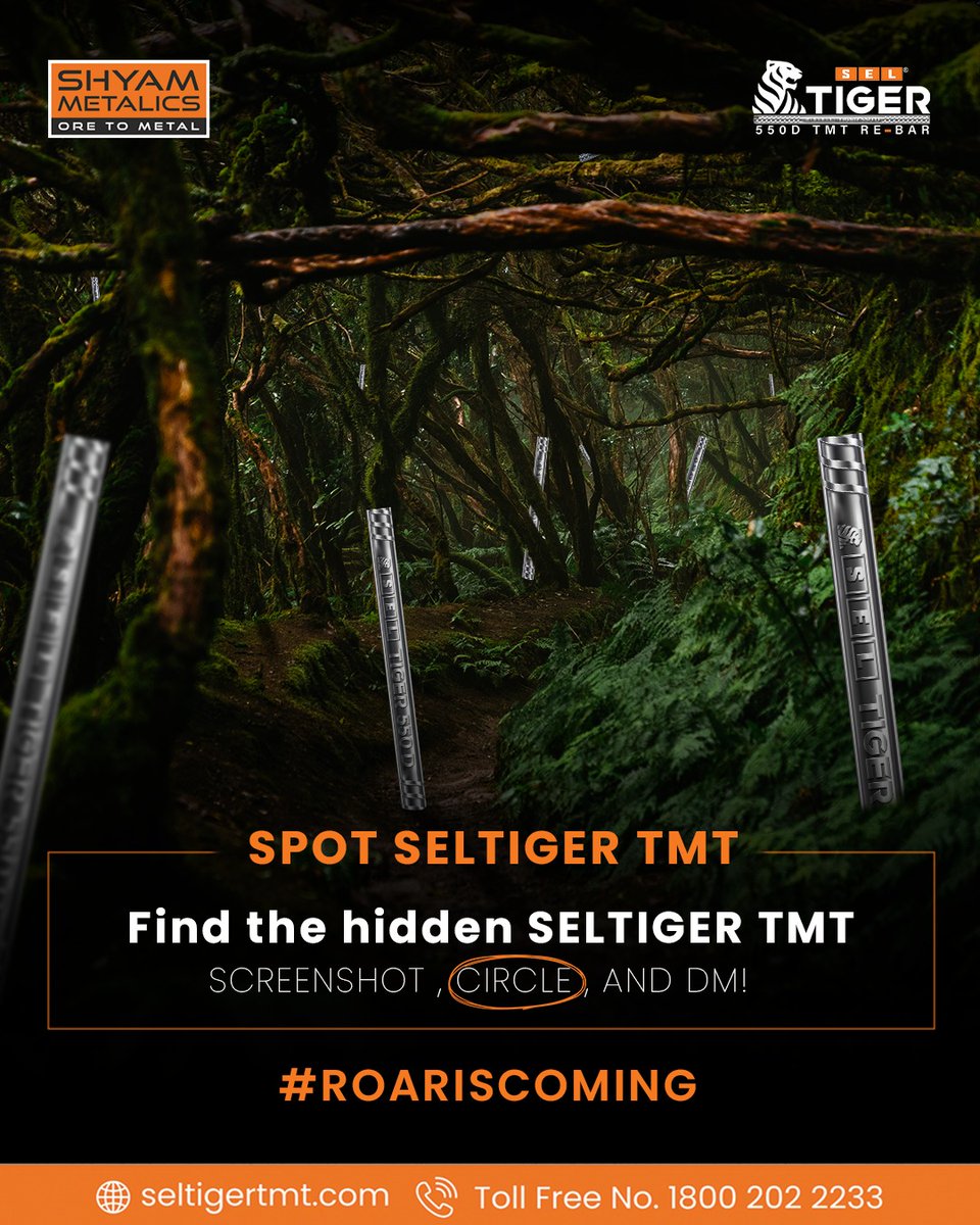 CONTEST ALERT!
Find the number of hidden SELTiger TMT bars in the wild! Visit our Instagram Page &amp; find the steps to participate.
Top 10 correct and lucky entries will win exciting prizes!
Contest closes in 48 hours – so hurry up!
#SELTigerTMT #ShyamMetalics #ComingSoon