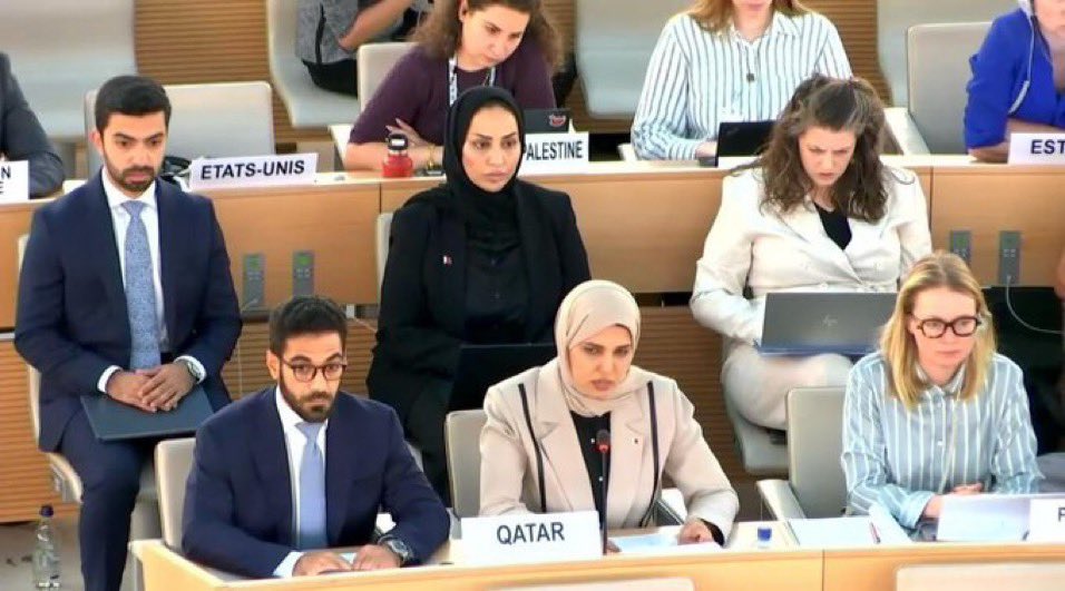 QatarMission_Ge's tweet image. The State of #Qatar, on behalf of the core group comprising Indonesia and Morocco, submitted a draft resolution entitled &quot;Empowering Women and Girls in and through Sport&quot; to the Human Rights Council, where it was adopted by consensus and joined by 71 states from various regional…