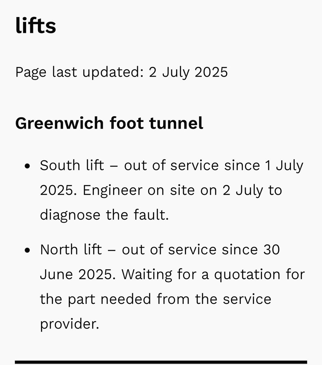 EscalateCSDLR's tweet image. The latest update-@Royal_Greenwich is waiting on a quote for a spare part. Only laughable if it was not about a key cross London travel hub for thousands daily. The Council are incompetent .Enough of this - time for TFL to take over and install new lifts. @MayorofLondon