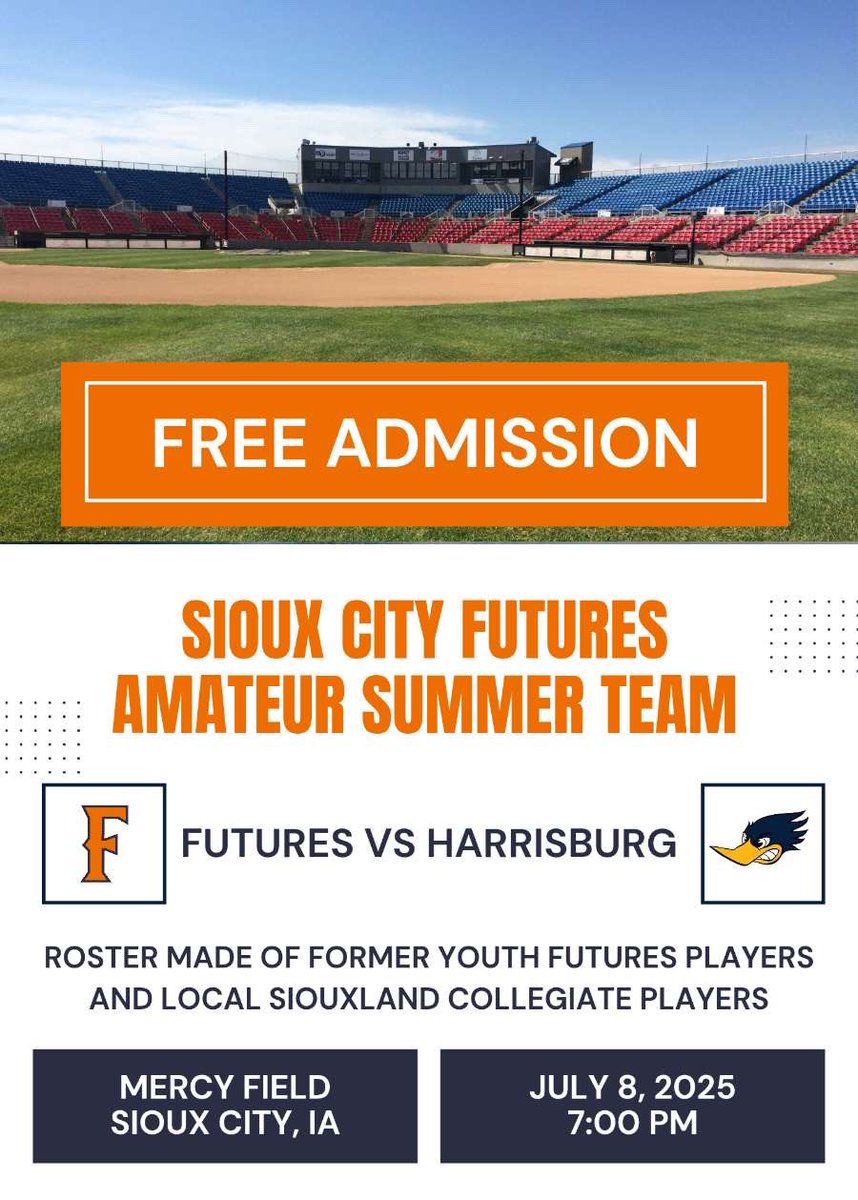 Join us tomorrow night in Sioux City for a fun matchup at Mercy Field vs the Futures.