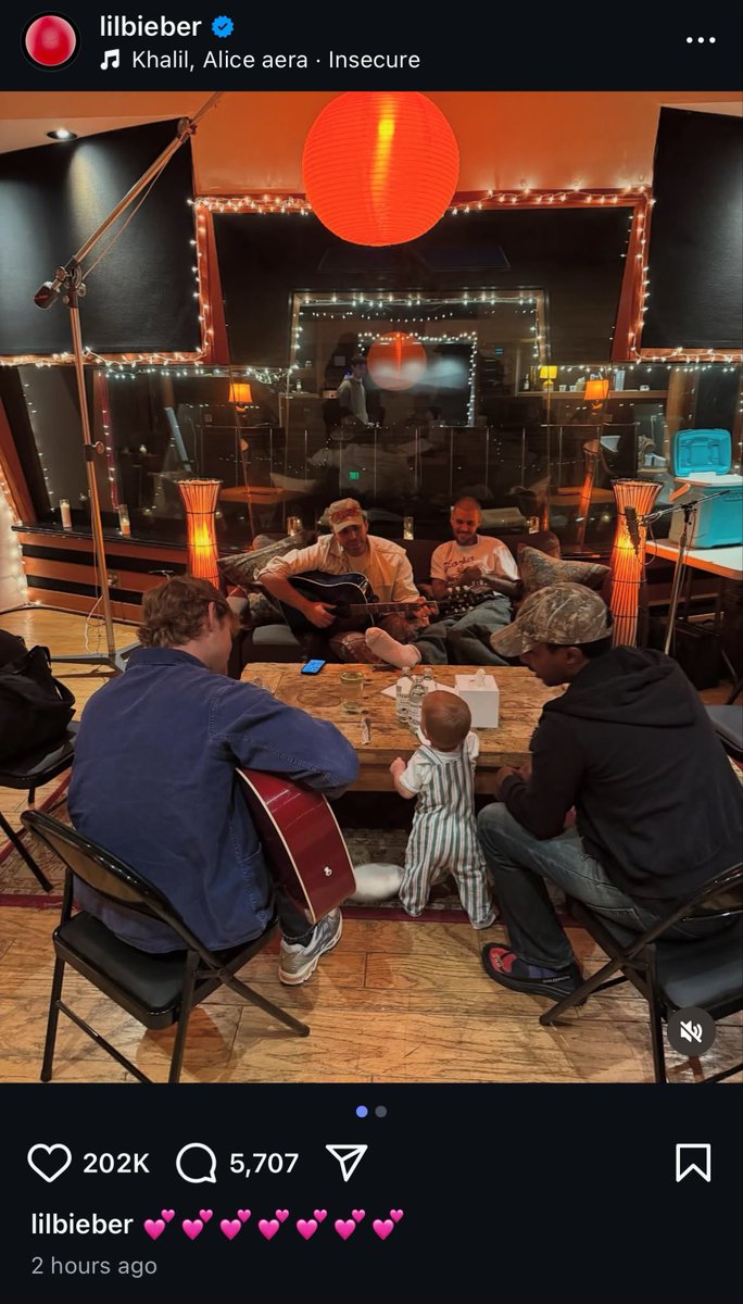 Baby Jack enjoying music in Justin Bieber’s most recent post