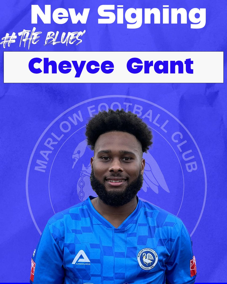 MarlowFC's tweet photo. 𝑪𝒉𝒆𝒚𝒄𝒆 𝑮𝒓𝒂𝒏𝒕 𝒊𝒔 𝒂 𝒃𝒍𝒖𝒆 🔵📝

We're delighted to announce the signing of 25 year old Winger Cheyce Grant who signs for the club having played for @BeaconsfieldFC  last season 🙌

Welcome Cheyce👊

#MarlowFC #TheBlues #WeAreMarlow https://t.co/ud9pgdMcvd