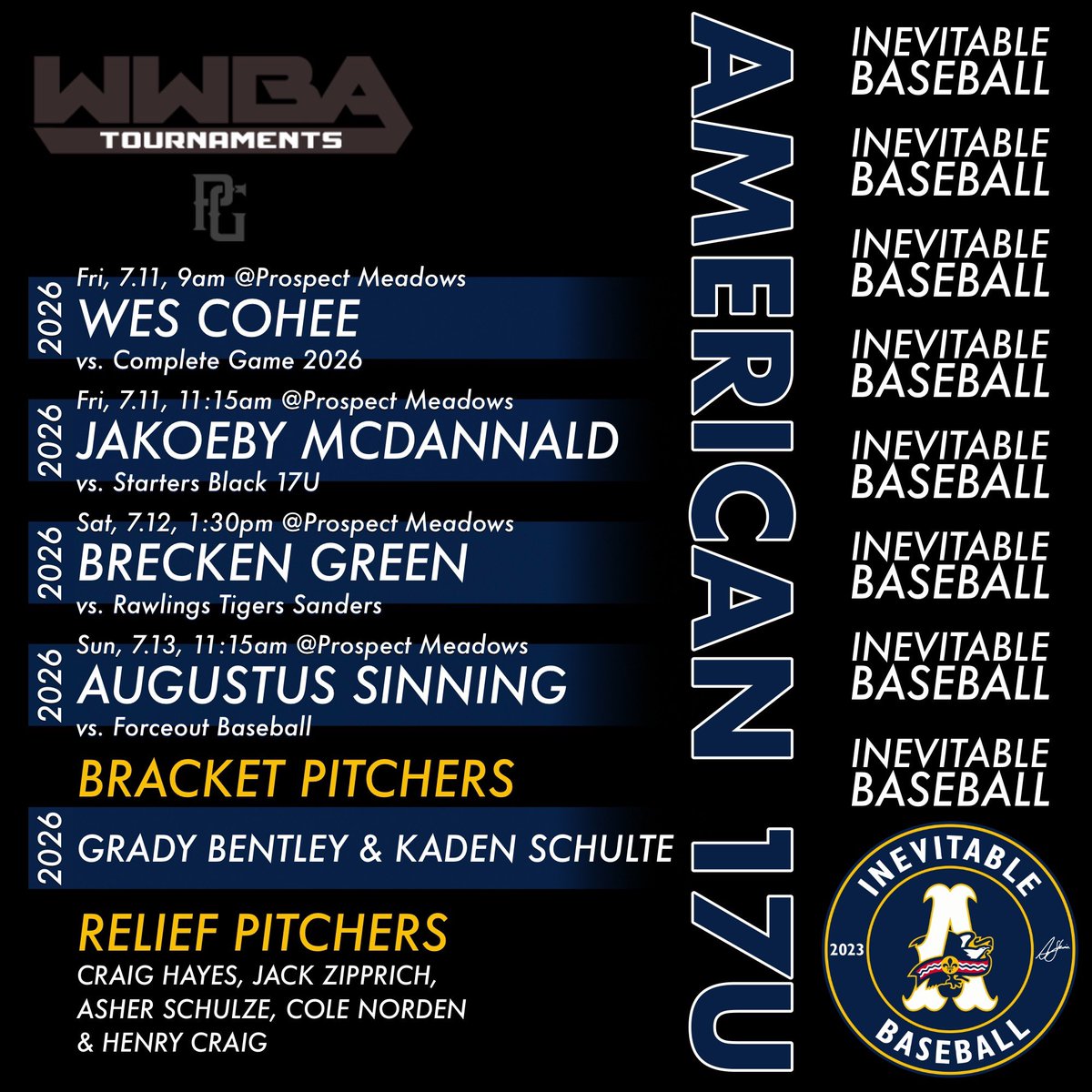 Coach Mickey Smith (@coachmsmith7) on Twitter photo Going to be another fun weekend @ WWBA North in Iowa!
Roster is #uncommitted looking for 2 and 4 year opportunities!
<a href="/PGMidwestBB/">Perfect Game Midwest Baseball</a> <a href="/PG_Scouting/">Perfect Game Scout</a> Going to be another fun weekend @ WWBA North in Iowa!
Roster is #uncommitted looking for 2 and 4 year opportunities!
<a href="/PGMidwestBB/">Perfect Game Midwest Baseball</a> <a href="/PG_Scouting/">Perfect Game Scout</a>