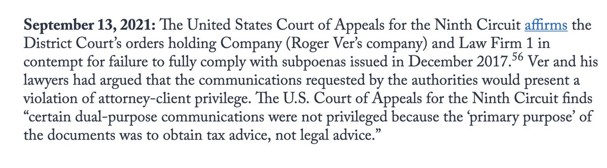 IRSMEDIC | Anthony E. Parent, Esq. (@irs_medic) on Twitter photo Finishing up <a href="/_taylorhudak/">Taylor Hudak</a> incredible report on the DOJs continued illegal persecution of Roger Fer.
solari.com/the-prosecutio…
Consider, the 9th circuit takes the position that tax advice is not legal advice, thus not tax advice is not subject to the attorney-client privilege. Finishing up <a href="/_taylorhudak/">Taylor Hudak</a> incredible report on the DOJs continued illegal persecution of Roger Fer.
solari.com/the-prosecutio…
Consider, the 9th circuit takes the position that tax advice is not legal advice, thus not tax advice is not subject to the attorney-client privilege.