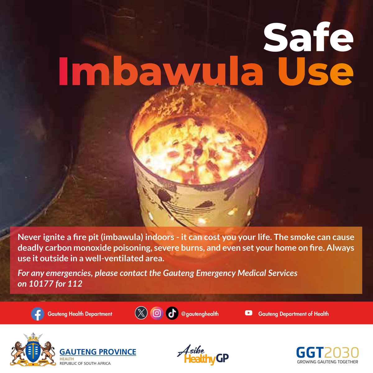 It's cold, and staying warm is important - but never ignite imbaula indoors. 

It can cause deadly smoke inhalation, severe burns, or even burn down your home. 

🔥 Always use it outside in a well-ventilated area. #AsibeHealthyGP #BurnsAwareness #WinterSafety