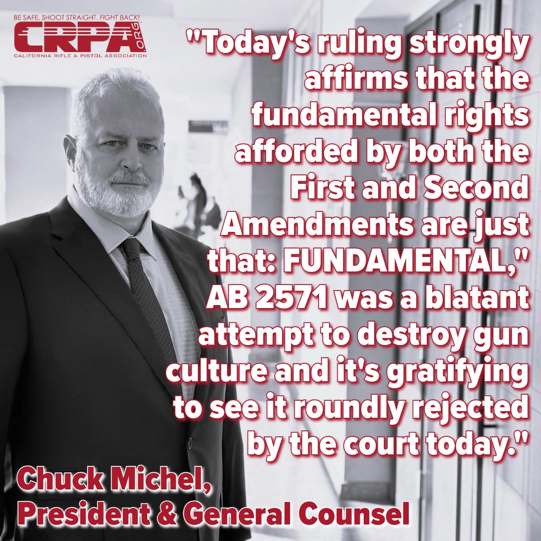 CRPAPresident's tweet image. BIG WIN in Junior Sports Magazines v. Bonta!
Full story on the @CRPAnews website: crpa.org/news/alert/vic…