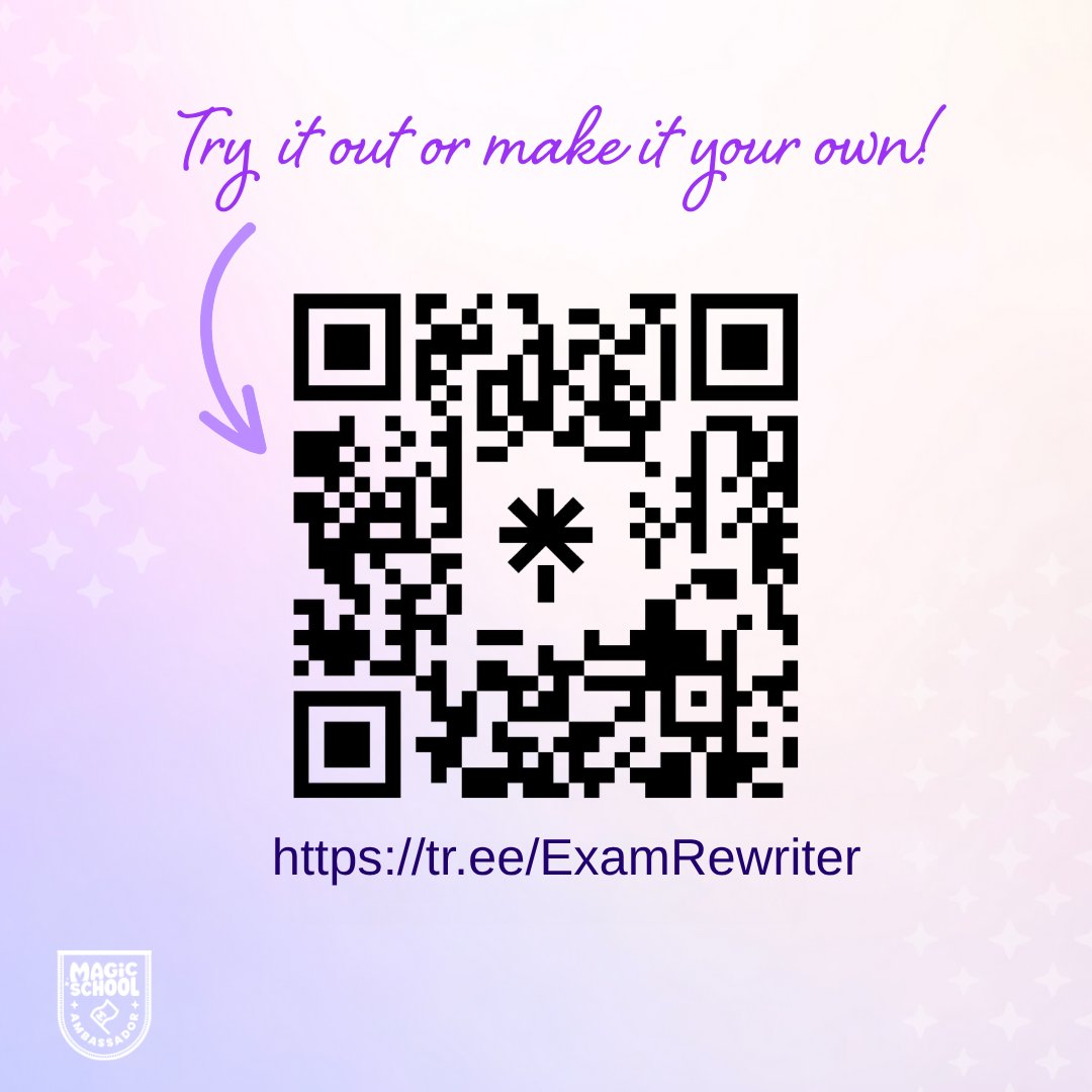 magicschoolai's tweet image. Looking for ways to make assessments more accessible and effective? Crystal created a powerful tool that simplifies tests by reducing length by 25%, bolding key vocabulary, and italicizing DOK verbs to help students focus and succeed.
This is what happens when educators and AI…