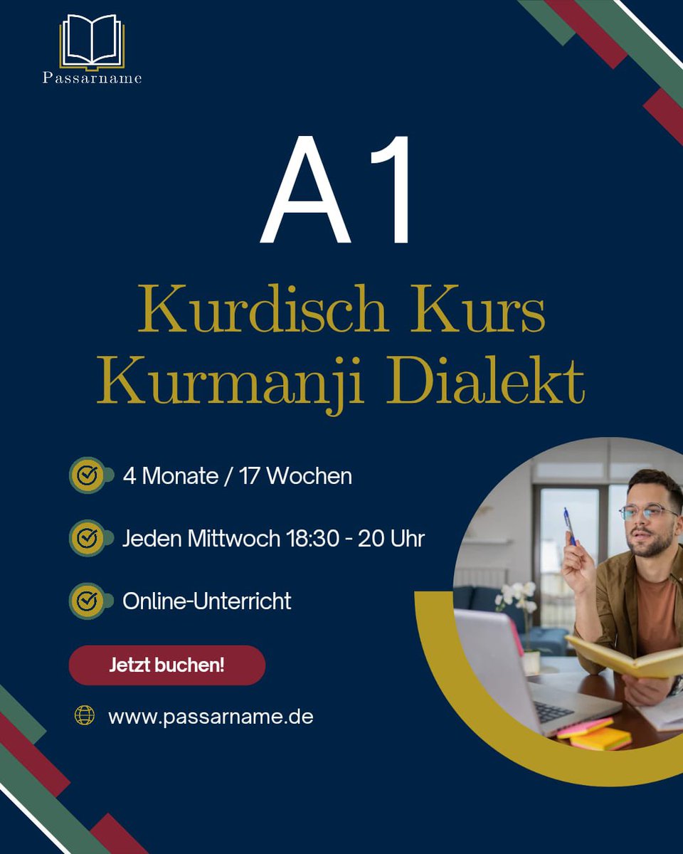 ScharoBajalan's tweet photo. @Passarname offers 4 Kurdish language courses in cooperation with 2 Kurdish linguists. 

The courses are in German - teaching the Kurmanji and Sorani dialect with the language levels A1, A2 and B2 

Courses will be online, every Thursday over the course of 17 weeks. 
The courses are limited to 20 students for the most effective learning experience.
